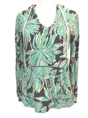 Lily Pulitzer Black, Green & Pink Wheaton Tropical Tiger Palm Hoodie Size XS
